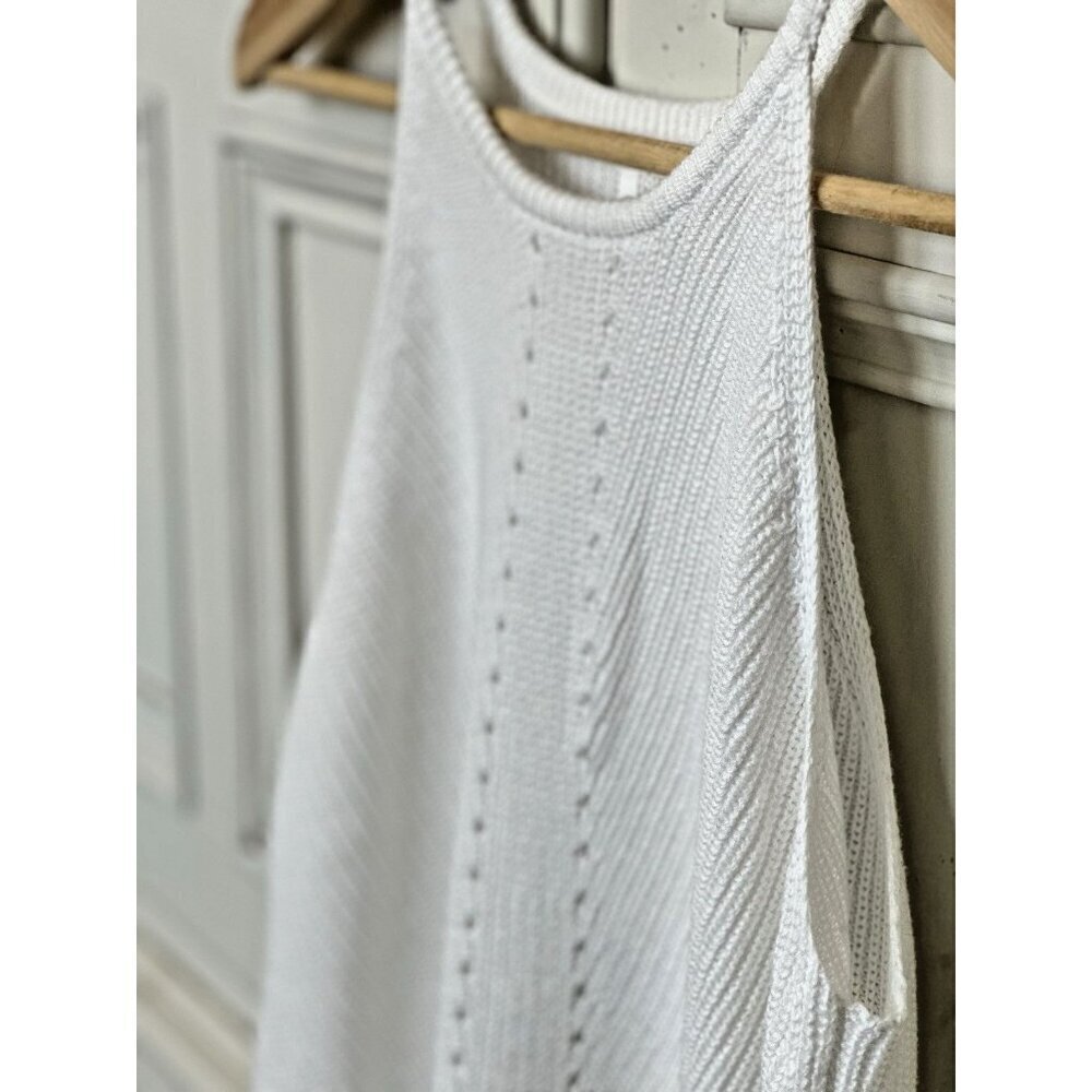 Women Small Fashion Scoop Neck Knit Tank Top Casual Loose Sleeveless Split Sides - Picture 9 of 13